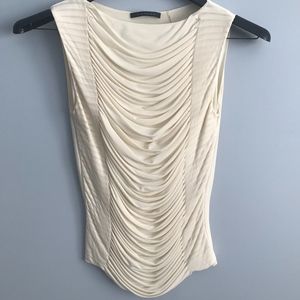 Elie Tahari draped top, cream colored, size M